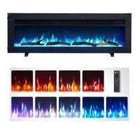 FLAMEKO Dilton 40"/102cm 3-in-1 Electric Fireplace with Logs & Crystals, Freestanding, Wall Mounted, Recessed, 9 Colour Flame Effect, Media Wall Compatible, 900W - 1800W Heater, Remote