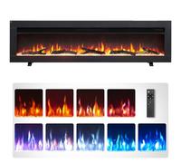 FLAMEKO Dilton 50"/127cm 3-in-1 Electric Fireplace With Logs & Crystals, Freestanding, Wall Mounted, Recessed, 9 Colour Flame Effect, Media Wall Compatible, 900W - 1800W Heater, Remote