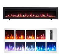 FLAMEKO Dilton 60"/152cm 3-in-1 Electric Fireplace with Logs & Crystals, Freestanding, Wall Mounted, Recessed, 9 Colour Flame Effect, Media Wall Compatible, 900W - 1800W Heater, Remote