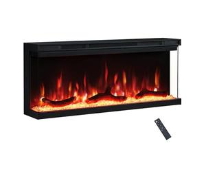 FlameKo Leura 102cm/40" 3 Sided view Electric Fireplace Wall Mounted or Recessed 9 Colour Flame Effect TV Compatiable Media Wall Fire Heater 900W/1800W, Remote Control