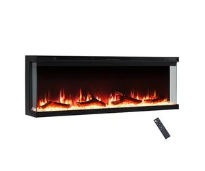 FlameKo Leura 127cm/50" 3 Sided view Electric Fireplace Wall Mounted or Recessed 9 Colour Flame Effect TV Compatiable Media Wall Fire Heater 900W/1800W, Remote Control