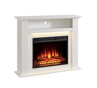 FLAMEKO 39" Freestanding Electric Fireplace, Sahara, White