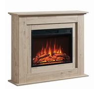 FLAMEKO Savannah Electric Fireplace with 39" surround and Realistic Flame Effect Heater Natural Light Bronx Oak Multiple Colours Available