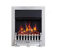 FLAMEKO Verona 16’’ Fireplace Insert, 2000W Heater, Chrome Trim, Blenheim Fret, 9 Colour Flame Effect, Remote Control