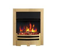 FLAMEKO Verona 16’’ Fireplace Insert, 2000W Heater, Brass Trim, Bauhaus Fret, 9 Colour Flame Effect, Remote Control