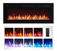 FlameKo Wilton 40"/102cm Electric Fireplace, Wall Mounted, Recessed, 9 Colour Flame Effect, Media Wall Compatible, 900W - 1800W Heater, Remote Control