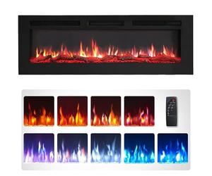 FlameKo Wilton 50"/127cm Electric Fireplace, Wall Mounted, Recessed, 9 Colour Flame Effect, Media Wall Compatible, 900W - 1800W Heater, Remote Control