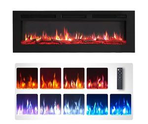 FLAMEKO Wilton 50"/127cm Electric Fireplace, Wall Mounted, Recessed, Freestanding, Logs & Crystals Included 9 Colour Flame Effect, Media Wall Compatible, 900W - 1800W Heater, Remote