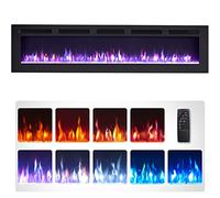 FLAMEKO Wilton 70"/178cm Electric Fireplace, Wall Mounted, Recessed, Logs & Crystals Included, 9 Colour Flame Effect, Media Wall Compatible, 900W - 1800W Heater, Remote