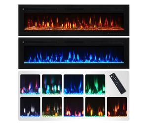 FlameKo Winslow 152cm/60" 3 in 1 Electric Fireplace, Freestanding, Wall Mounted, Recessed, 9 Colours Flame Effect, Touch Button, TV Media Wall，Heater 1000W-2000W, Remote Control