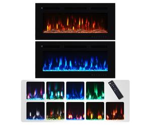 FlameKo Winslow 92cm/36" 3 in 1 Electric Fireplace, Freestanding, Wall Mounted, Recessed, 9 Colours Flame Effect, Touch Button, TV Media Wall，Heater 1000W-2000W, Remote Control