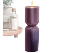 Flameless Candle | Artificial Realistic Centerpiece Ornament | Electronic Candle Ribbed Coating,for Dining Table Mantel Window Sill Bookshelf Bathroom Party Yoga Meditation
