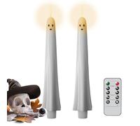Flameless Candles with Remote,Halloween Ghost Battery Candles Flickering - Flickering LED Candlesticks Halloween Decor for Dining Party Fireplace Window Indoor Outdoor