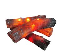 Flameless Electric Fireplace Logs with Realistic LED Artificial Fire Flames, Indoor Fake Fireplace Home Decor Fireplace Lights for Home Christmas Winter Indoor Outdoor Party Decoration (Black-22cm)
