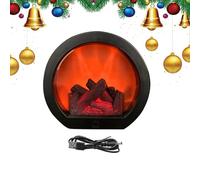 Flameless Fireplace Lantern - 20x18.5x10cm Led Flame Effect Lights, Decorative Led Fire Lamp, Battery Operated USB Powered Tabletop Fireplace | Realistic Flickering Flame Effect for Indoor Outdoor Pa