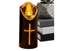Flameless Grave Candle - LED Anti-Wind, Realistic Fake Flame Yellow Glow, Battery Operated + Dimension 5 x 12.5 cm, Strong and Durable PP Resin Plastic - for Church Mourning & Pets