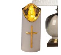 Flameless Grave Candle - LED Anti-Wind, Realistic Fake Flame Yellow Glow, Battery Operated + Dimension 5 x 12.5 cm, Strong and Durable PP Resin Plastic - for Church Mourning & Pets