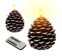 Flameless LED Candestichi with Pine Cone Decor | 2 Pieces Real Wax Coating with Timer and Remote Control | Atmospheric Light for Living Room for the Living Room