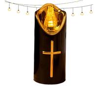 Flameless LED Candle - Memorial Candle | Battery Operated Càndle | Gold Cross, Flickering Flame, Reusable, Waterproof, Grave Light, for Cemetery Memorial, Animal Tomb, Home Garden Church