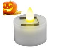 Flameless LED Solar Candles - Waterproof Tealight Candles, Decorative Cylindrical Solar Powered Moves | Ideal for Outdoor Halloween Garden Wedding Christmas Camping