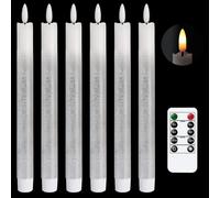 Flameless LED Taper Candles Set of 6 - Silver 24cm