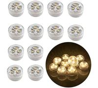 Flameless LED Tea Light Candles Battery Operated Waterproof Submersible Decorative Lights LED Diamond Type Candle lightfor Vase Fish Tank Wedding Centerpiece (Warm White)