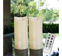 Flameless Outdoor Waterproof LED Pillar Candle with Remote Timer Battery Operated Flickering Resin Candle Light for Halloween Christmas Wedding Party Centerpiece Decorations Supplies 3”x 7” 2-Pack