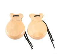 Flamenco Castanets Solid Wood Finger Clappers for Adult Beginners Rhythm Practice Stage Show 2 Pairs(Wooden)
