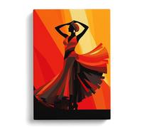 Flamenco dancer Art Deco Art Canvas Print | Gallery Wrapped 30mm Frame Wall Decor | 30x20 inches | Ready to Hang | People Picture | Living Room Bedroom Lounge Office