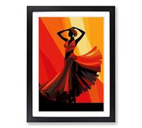 Flamenco dancer Art Deco Framed Print | A2 Black Framed Wall Art | Ready to Hang | Art Deco Nature Picture | Living Room Bedroom Lounge Office