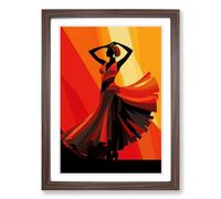 Flamenco dancer Art Deco Framed Print | A2 Walnut Framed Wall Art | Ready to Hang | Art Deco Nature Picture | Living Room Bedroom Lounge Office