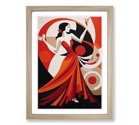 Flamenco dancer Constructivism Framed Wall Art Print, Ready to Hang Picture for Living Room Bedroom Home Office, Oak A2 (48 x 66 cm)