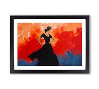 Flamenco dancer Minimalism Framed Wall Art Print, Ready to Hang Picture for Living Room Bedroom Home Office, Black A2 (66 x 48 cm)