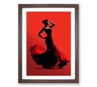 Flamenco dancer Minimalism No.2 Framed Wall Art Print, Ready to Hang Picture for Living Room Bedroom Home Office, Walnut A2 (48 x 66 cm)