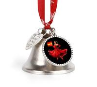 Flamenco Dancer Spain Flag Spanish Christmas Jingle Bells Tree Hanging Ornament Xmas Bell Pendant Party Festival Decor Love Bell