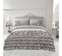 Luxury Flamenco Ruffled Design Duvet Quilt Cover Bedding Set - PINK SILVER WHITE