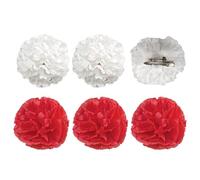 Flamenco Flower Carnation for Women, Brooch for Men and Children, Red White with Clip, Sevillian Accessories, April Fair Flamenco Dance Chulapo Chulapa Costume Party (6 PCS, RED WHITE)
