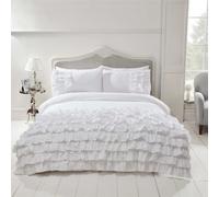 Luxury Flamenco Ruffled Design Duvet Quilt Cover Bedding Set - PINK SILVER WHITE