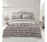 FLAMENCO RUFFLE SINGLE DUVET COVER SET BEDDING GREY