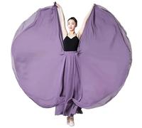 Flamenco Skirt for Women 180/360/540/720 Degree Full Circle Swing Skirt Spanish Dance Costume Adult Flowy Ruffled Layered Skirt for Performances Halloween Party Red Crayon Theme Outfit(Light purple_18