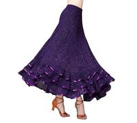 Flamenco Skirt Women Modern Dance Dress Waltz Ballroom Competition Large Swing Skirt Red Performance Costume Sequin