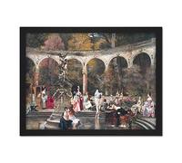 Flameng Bathing Court Ladies 18th Century Painting Large Framed Art Print Poster Wall Decor 18x24 in