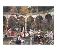 Flameng Bathing Court Ladies 18th Century Painting Large Wall Art Print Canvas Premium Mural