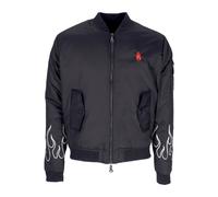 Flames Embroidered Bomber Jacket Black/White - male - VISION OF SUPER - Bomber Jackets - Black - L - Jackets L