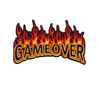 Flames fire Retro Embroidered Applique Iron-on Patch Punk"Game Over" Fire Embroidered Patch Iron on Patches for Clothing, Jackets, T-Shirt, Backpacks Embroidered Patch Stickers
