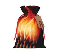 Flames Matches Burlap Drawstring Gift Bag With Tag, Reusable Linen Pouch For Christmas, Birthday, Party, Small Gift Packaging M