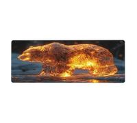 Flames Melt Polar Bears Mouse Pad In Big Extended Non-Slip Rubber Base Mousepad With Stitched Edges Gaming Pc Desktop Large Mouse Pad 11.8x31.5