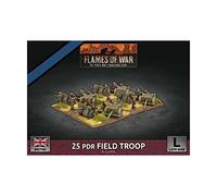 Flames of War 25-pdr Field Troop (Plastic) - Late-War British Army - 4 Gun Teams & 2 Unit Cards - Ages 14+