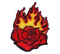 Flames Skull & Rose Patch - DIY Clothes & Jackets