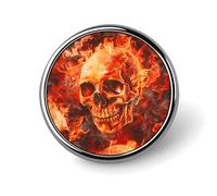 Flames Skulls In Fire Round Lapel Pin Button Brooch Tie Badge Elegant Hat Clothing Jewelry Accessories